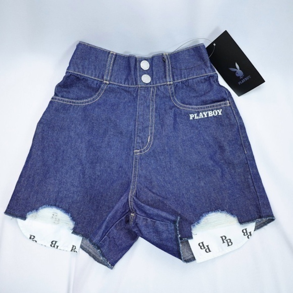 🅽🅴🆆 𝗥𝗔𝗥𝗘 𝐏𝐋𝐀𝐘𝐁𝐎𝐘 girls’ denim ripped shorts with pockets, size 12